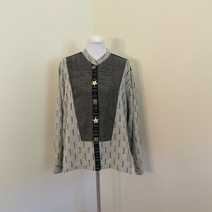 Arise  Black and Ivory Textured Tunic Shirt